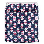 Cute Snowman Pattern Print Duvet Cover Bedding Set