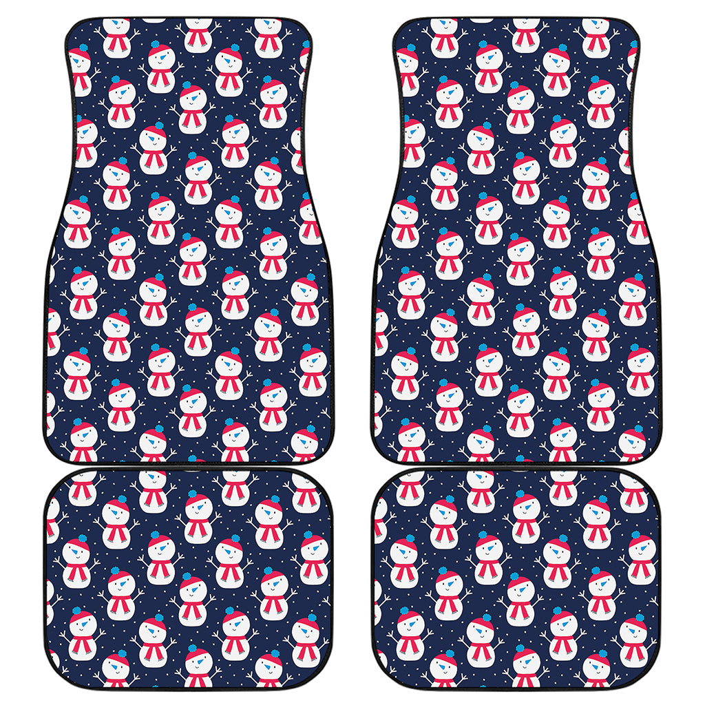Cute Snowman Pattern Print Front and Back Car Floor Mats