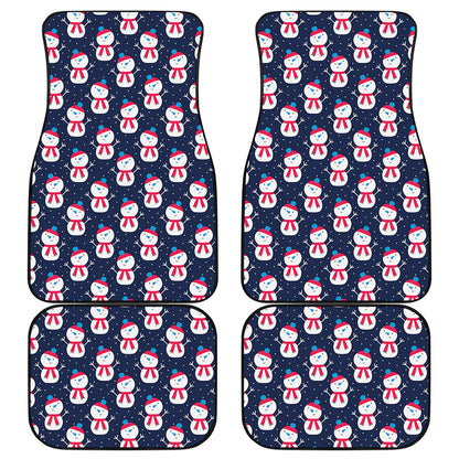 Cute Snowman Pattern Print Front and Back Car Floor Mats