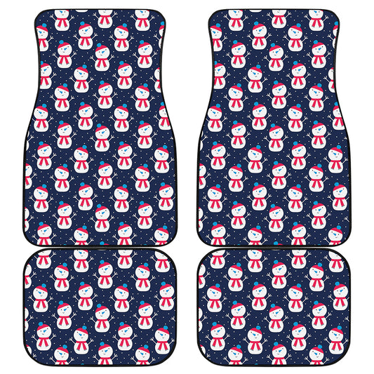 Cute Snowman Pattern Print Front and Back Car Floor Mats