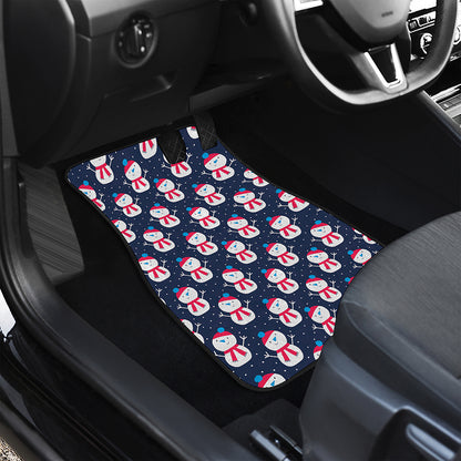 Cute Snowman Pattern Print Front and Back Car Floor Mats