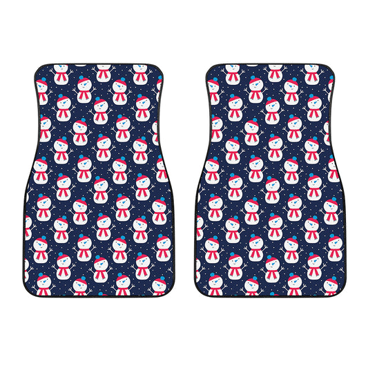 Cute Snowman Pattern Print Front Car Floor Mats
