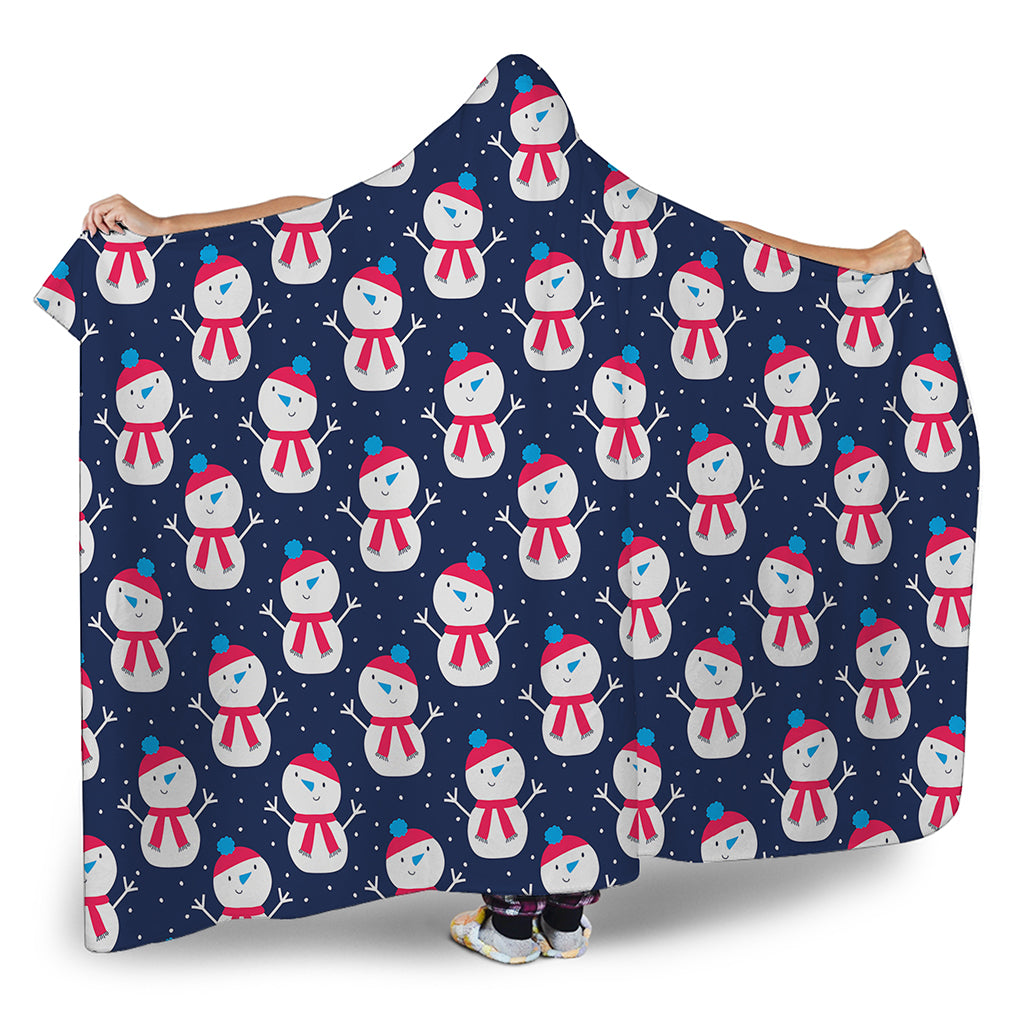 Cute Snowman Pattern Print Hooded Blanket