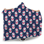 Cute Snowman Pattern Print Hooded Blanket