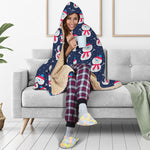 Cute Snowman Pattern Print Hooded Blanket