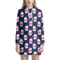 Cute Snowman Pattern Print Pullover Hoodie Dress