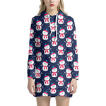 Cute Snowman Pattern Print Hoodie Dress