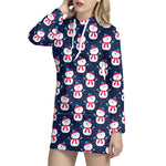 Cute Snowman Pattern Print Hoodie Dress