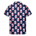 Cute Snowman Pattern Print Men's Short Sleeve Shirt