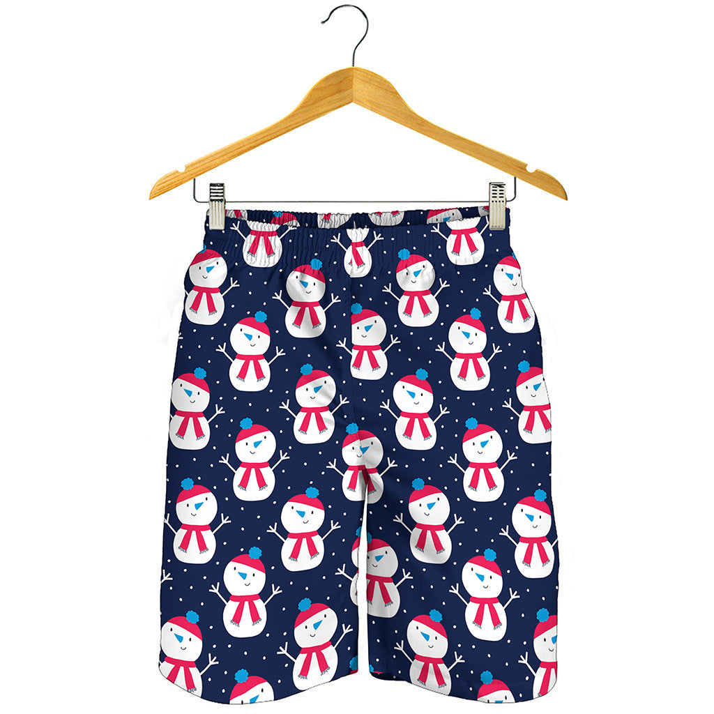 Cute Snowman Pattern Print Men's Shorts