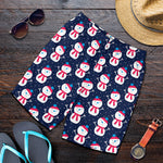 Cute Snowman Pattern Print Men's Shorts