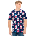 Cute Snowman Pattern Print Men's T-Shirt