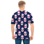 Cute Snowman Pattern Print Men's T-Shirt