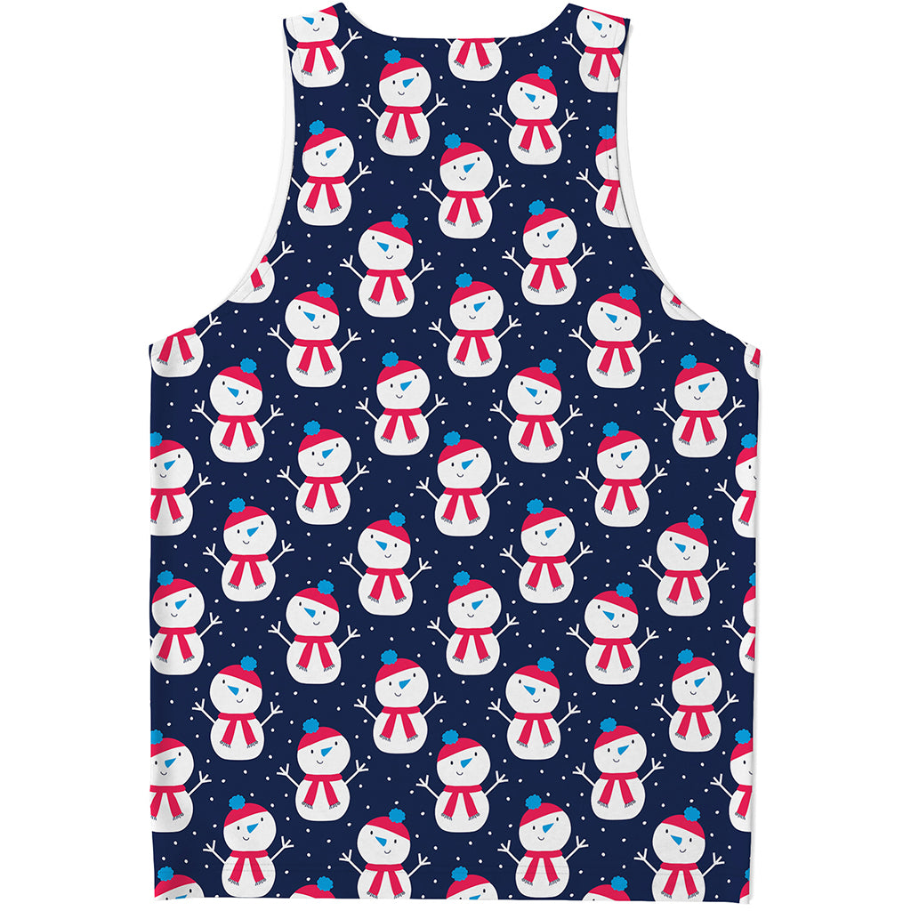 Cute Snowman Pattern Print Men's Tank Top