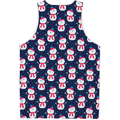 Cute Snowman Pattern Print Men's Tank Top