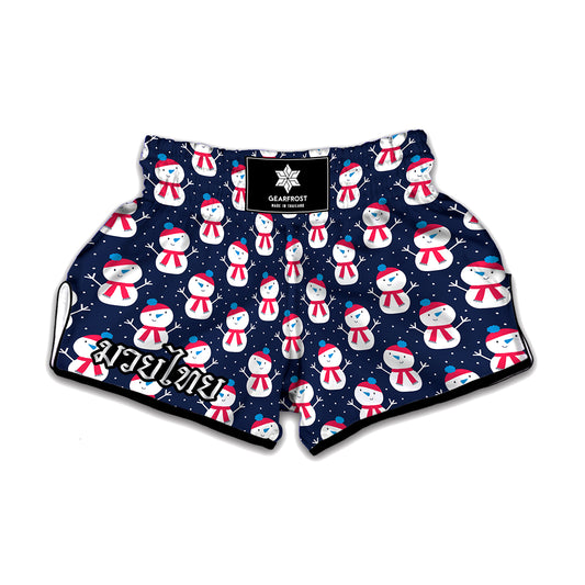 Cute Snowman Pattern Print Muay Thai Boxing Shorts
