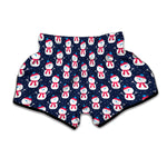 Cute Snowman Pattern Print Muay Thai Boxing Shorts
