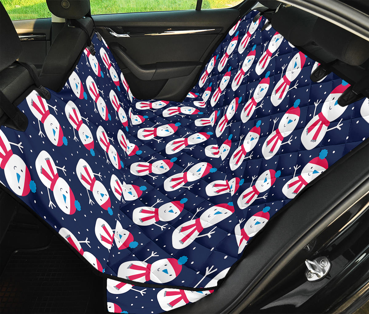 Cute Snowman Pattern Print Pet Car Back Seat Cover