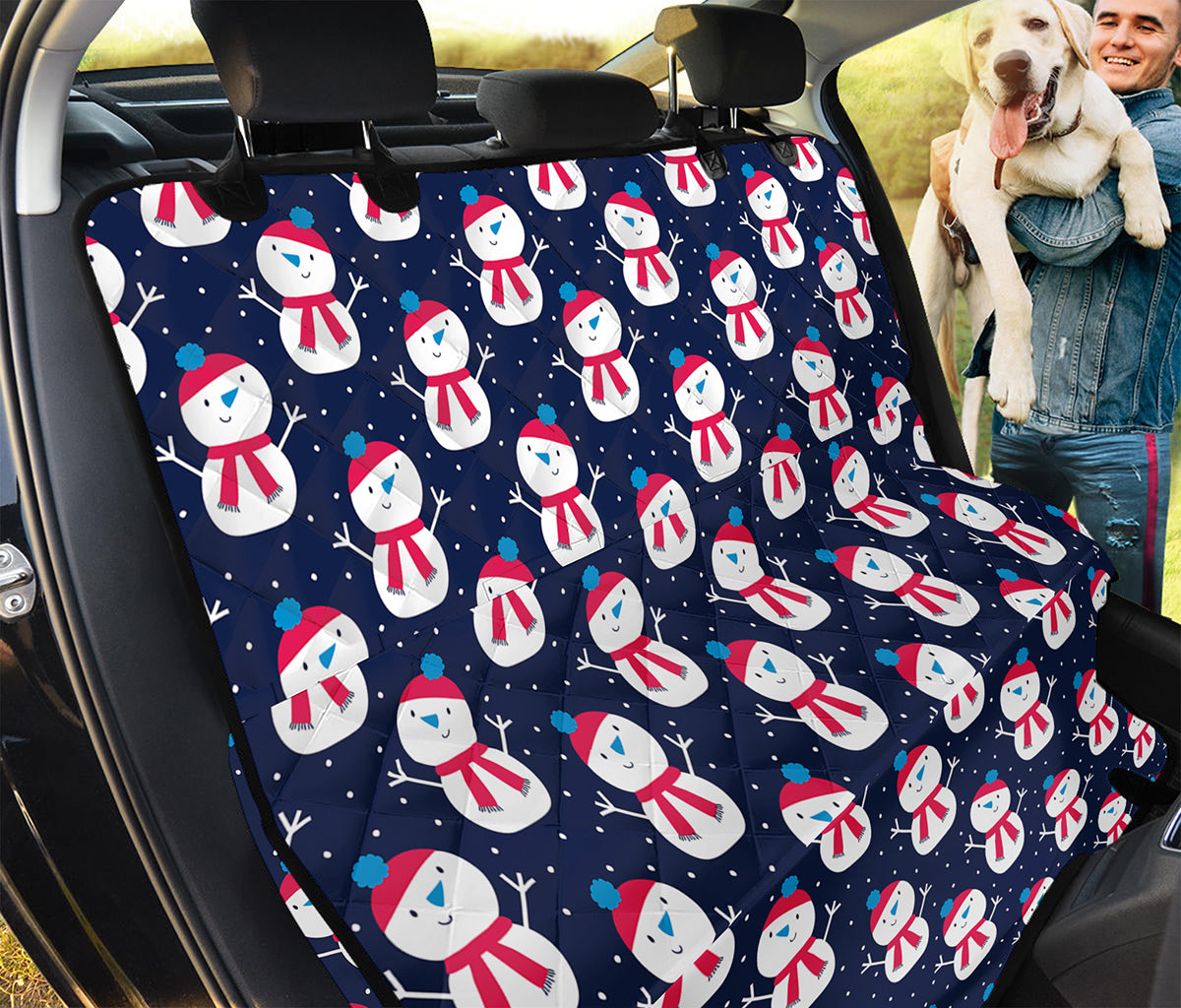 Cute Snowman Pattern Print Pet Car Back Seat Cover