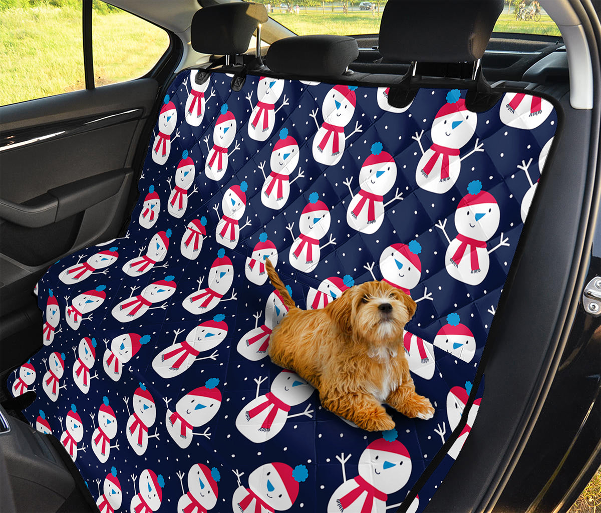 Cute Snowman Pattern Print Pet Car Back Seat Cover