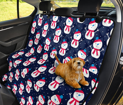 Cute Snowman Pattern Print Pet Car Back Seat Cover