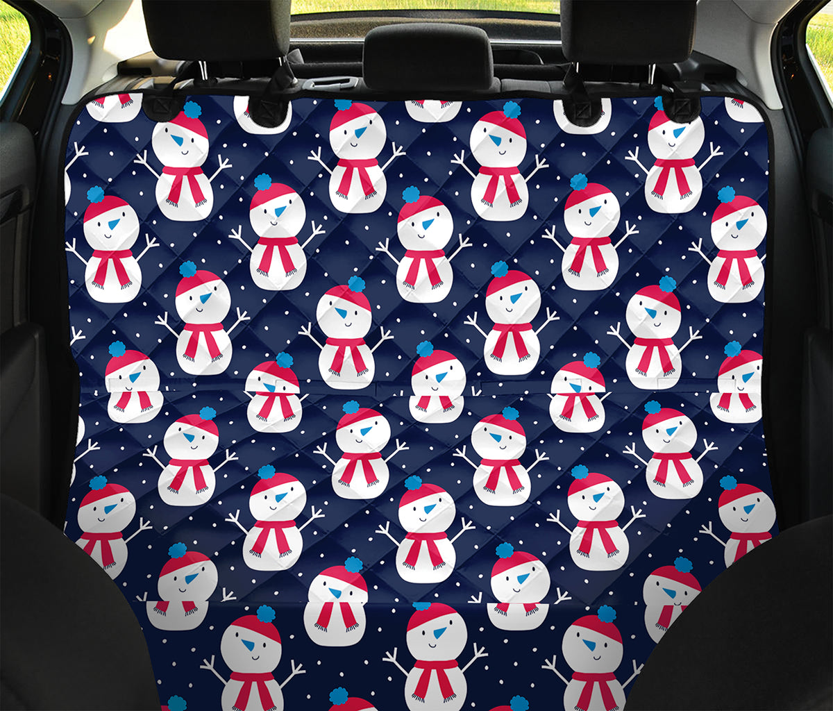 Cute Snowman Pattern Print Pet Car Back Seat Cover