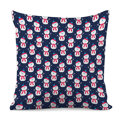 Cute Snowman Pattern Print Pillow Cover