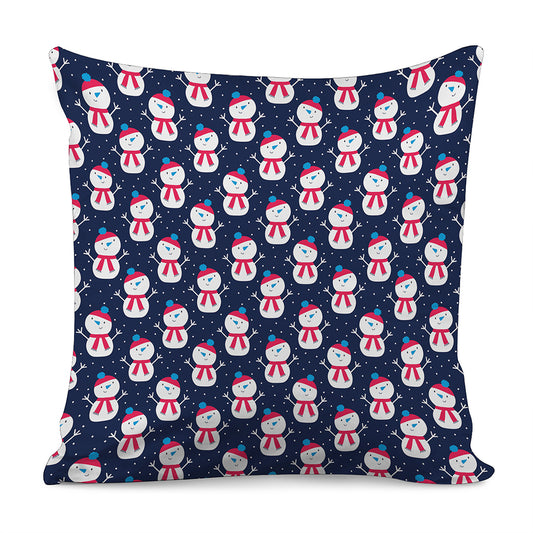 Cute Snowman Pattern Print Pillow Cover