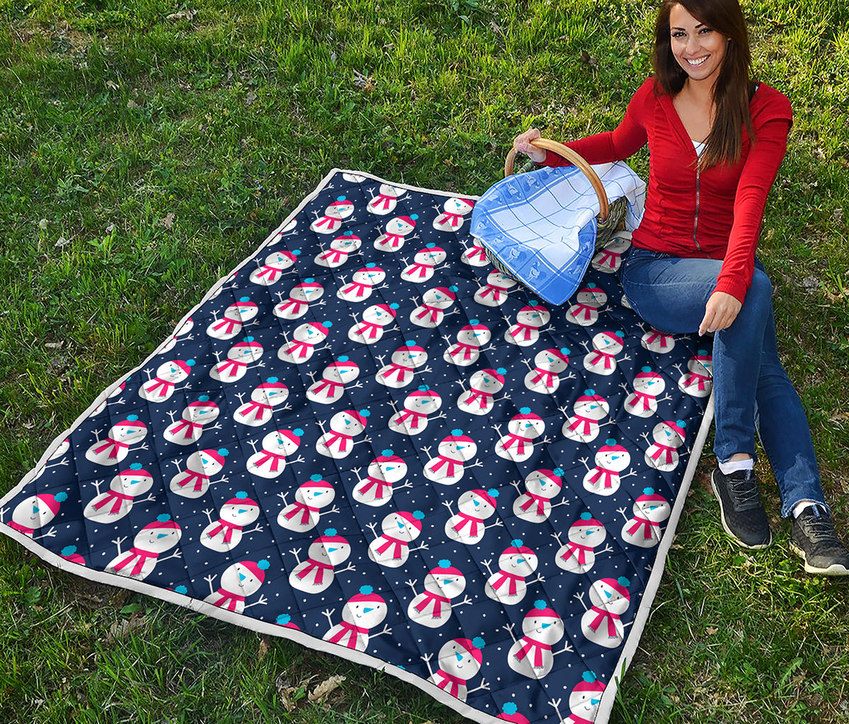 Cute Snowman Pattern Print Quilt