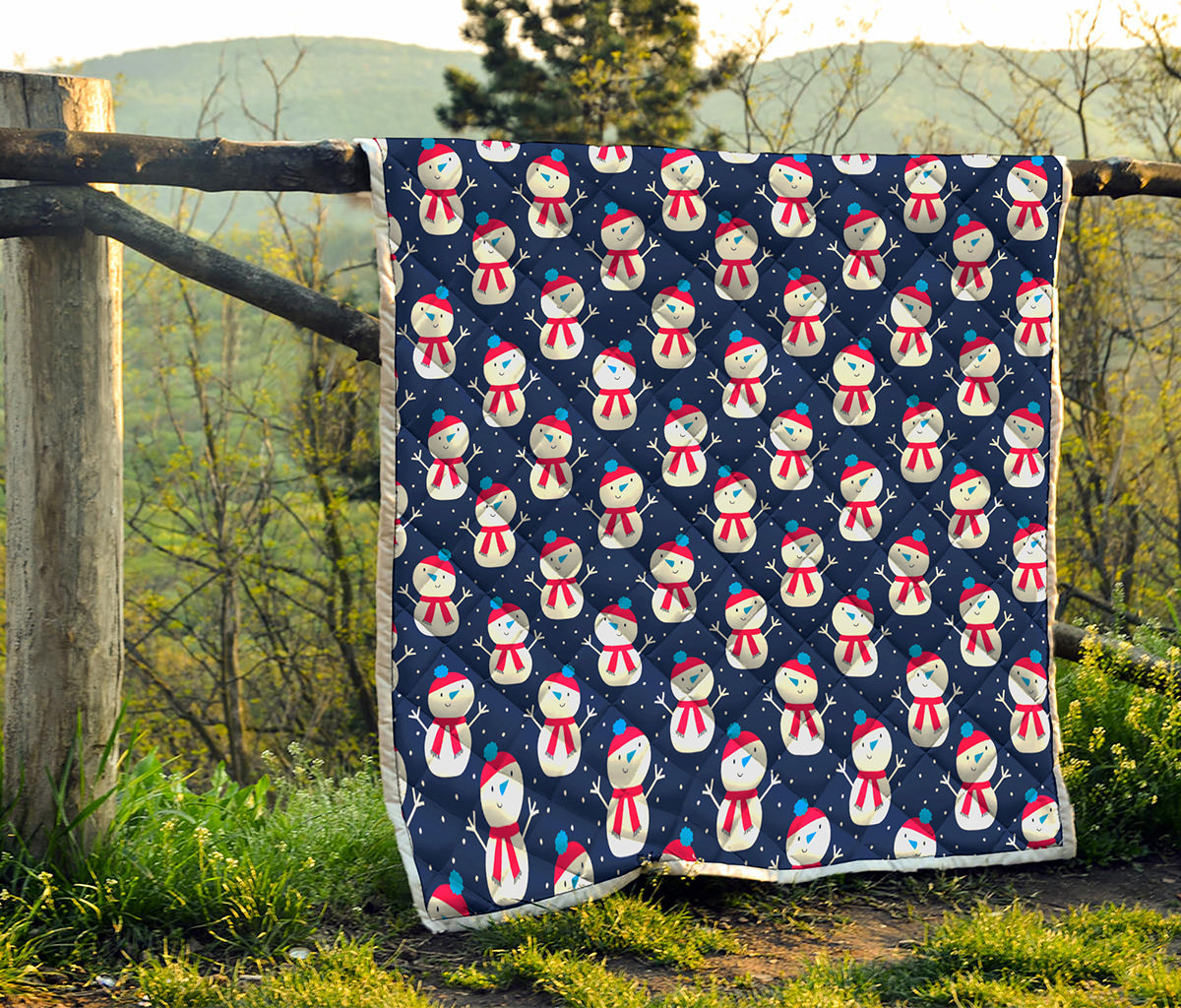 Cute Snowman Pattern Print Quilt