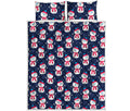Cute Snowman Pattern Print Quilt Bed Set