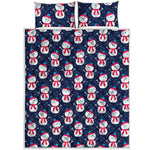Cute Snowman Pattern Print Quilt Bed Set