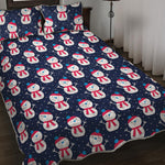 Cute Snowman Pattern Print Quilt Bed Set