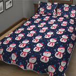Cute Snowman Pattern Print Quilt Bed Set