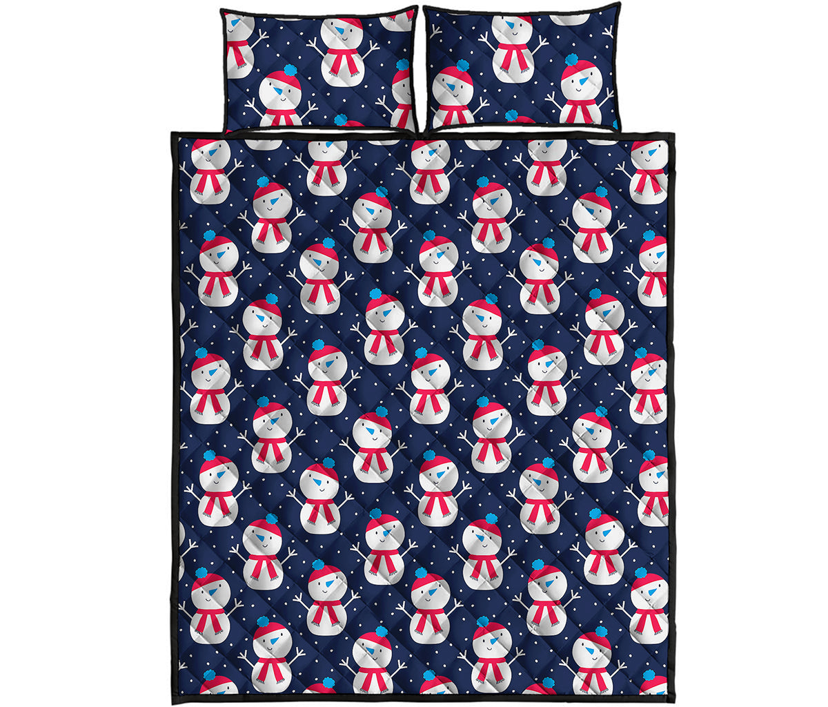 Cute Snowman Pattern Print Quilt Bed Set