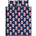 Cute Snowman Pattern Print Quilt Bed Set