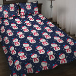 Cute Snowman Pattern Print Quilt Bed Set