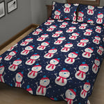 Cute Snowman Pattern Print Quilt Bed Set