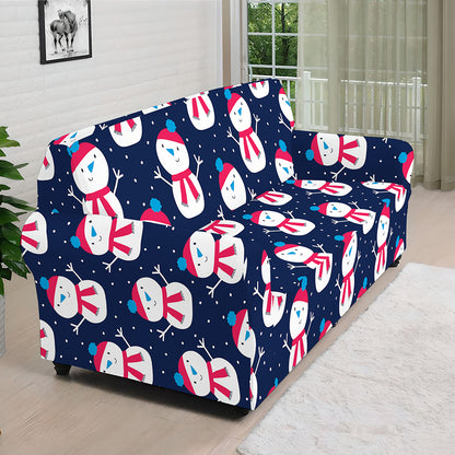 Cute Snowman Pattern Print Sofa Cover