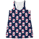 Cute Snowman Pattern Print Women's Racerback Tank Top