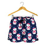Cute Snowman Pattern Print Women's Shorts