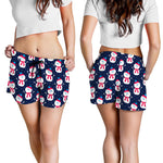Cute Snowman Pattern Print Women's Shorts