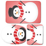 Cute Snowman Print 3 Piece Bath Mat Set