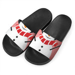 Cute Snowman Print Black Slide Sandals
