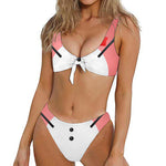 Cute Snowman Print Front Bow Tie Bikini