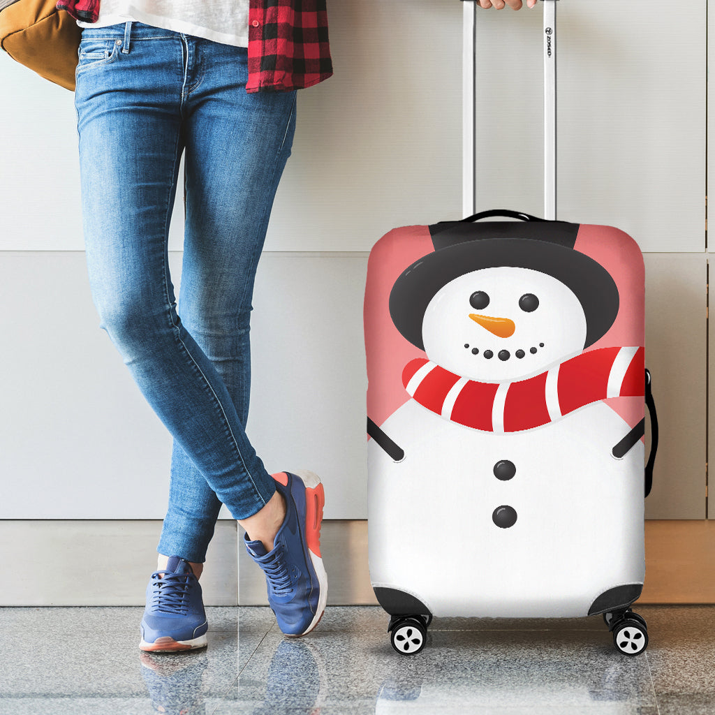 Cute Snowman Print Luggage Cover