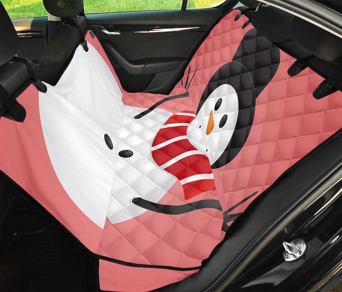 Cute Snowman Print Pet Car Back Seat Cover