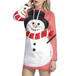 Cute Snowman Print Pullover Hoodie Dress
