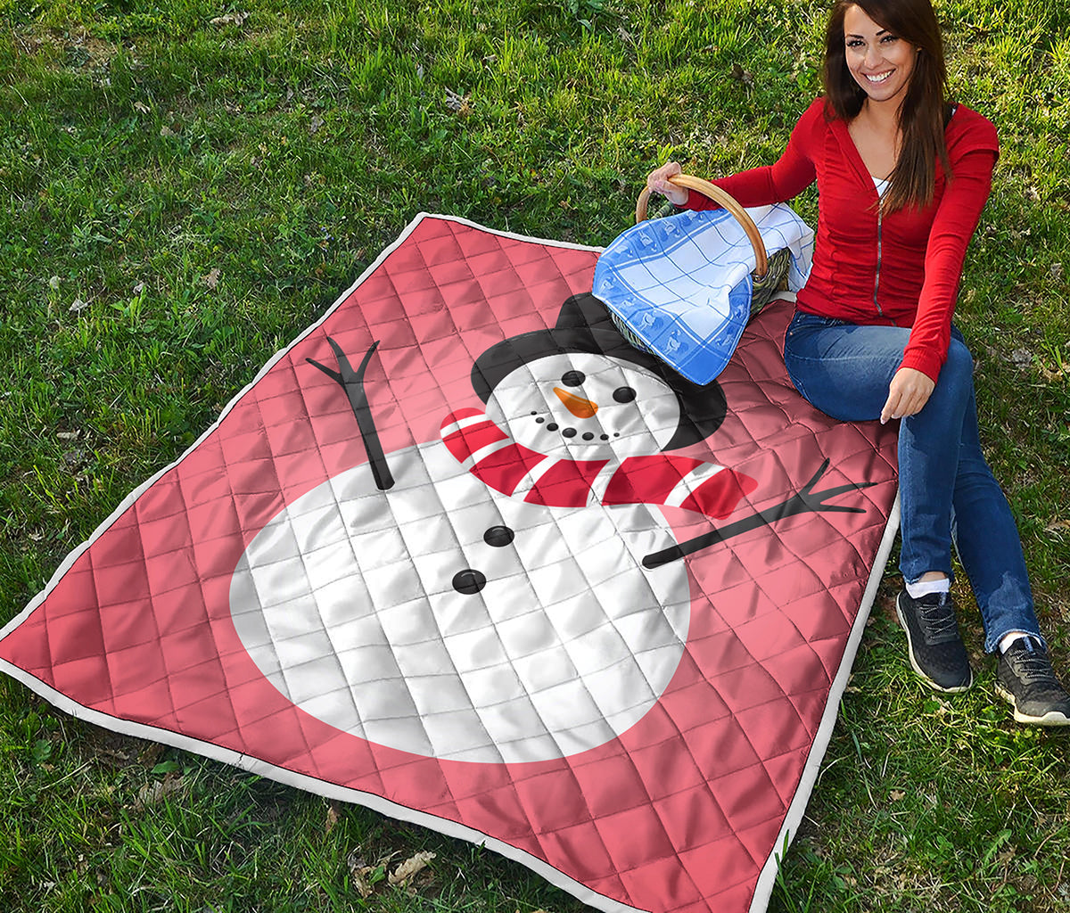 Cute Snowman Print Quilt