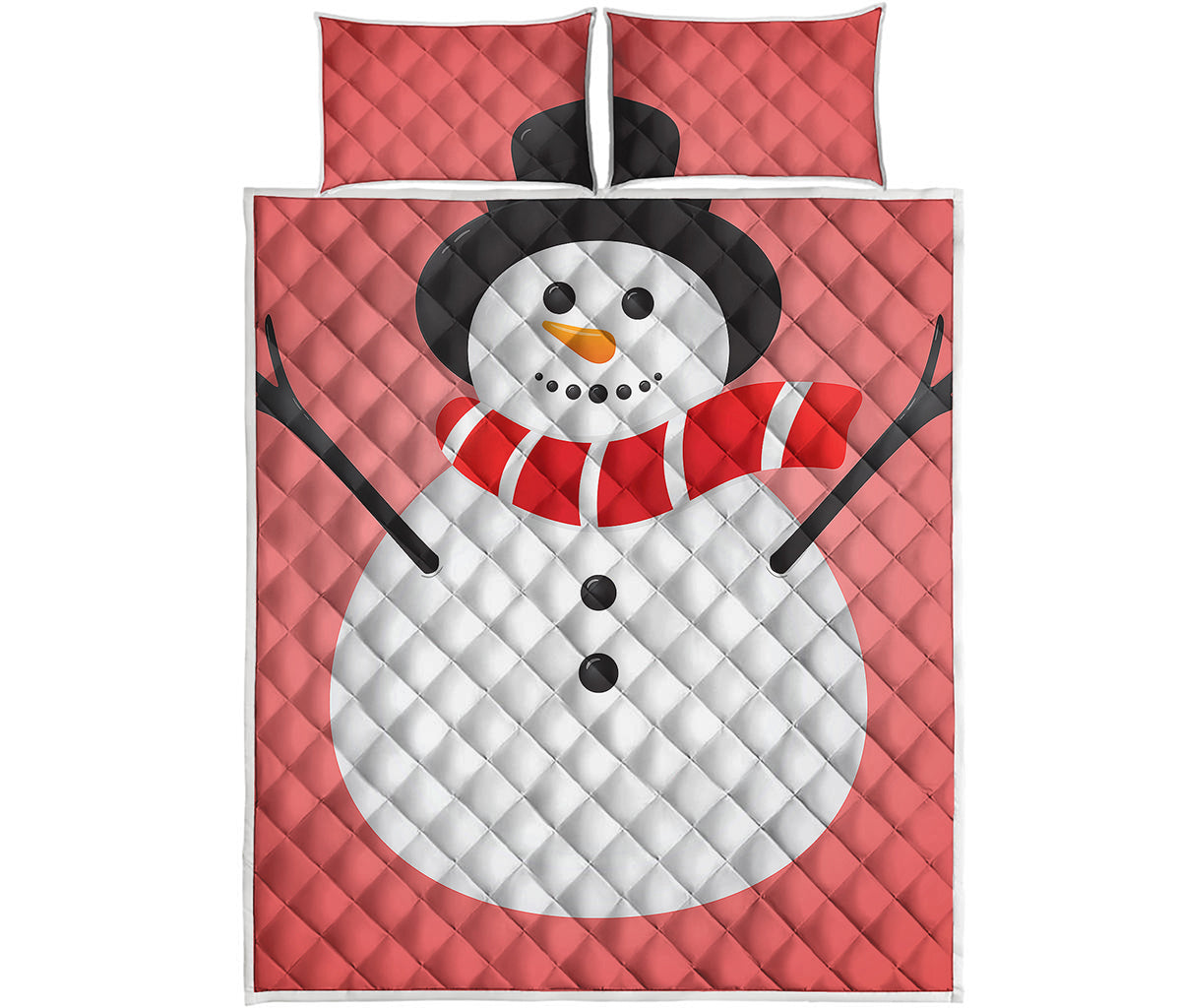 Cute Snowman Print Quilt Bed Set